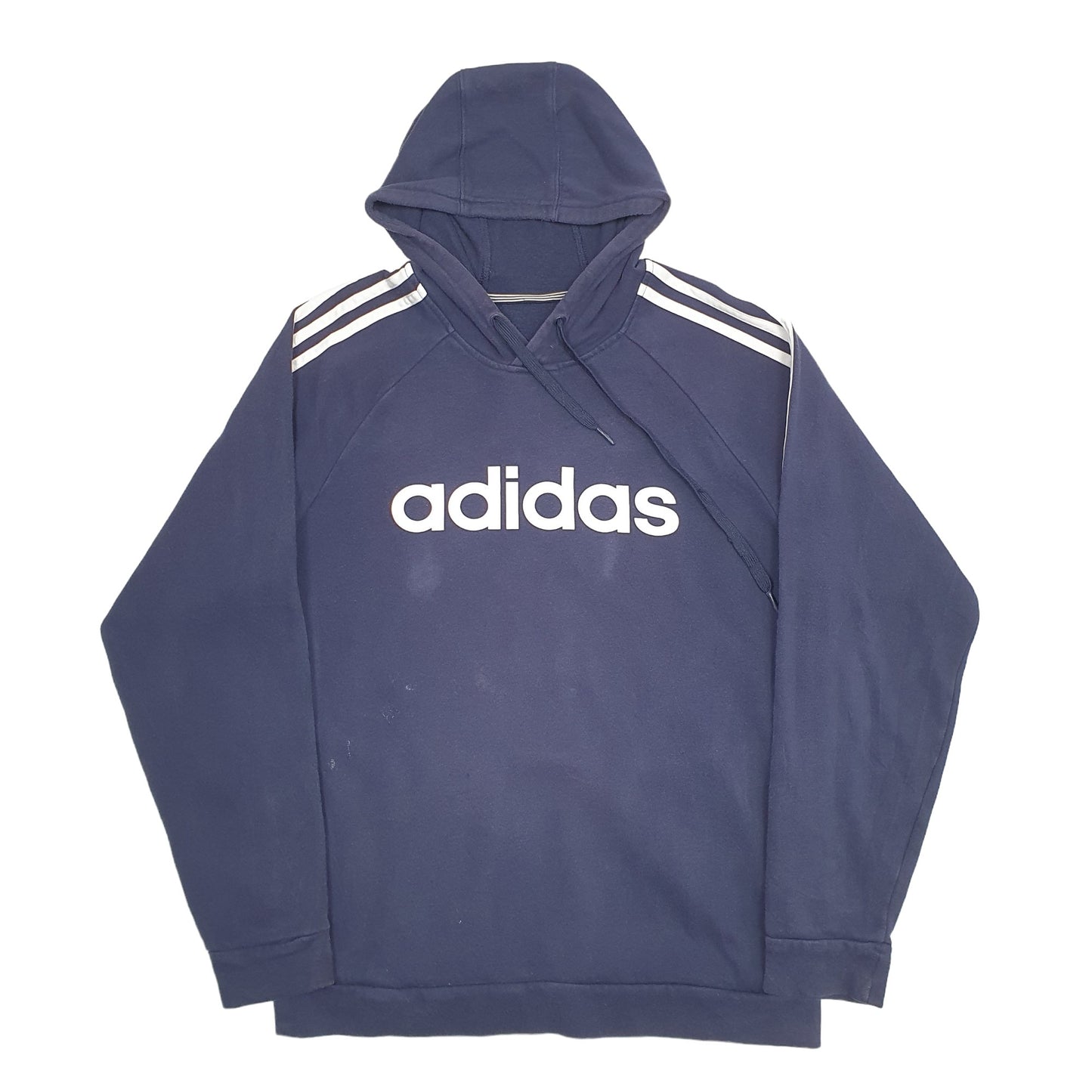 Mens Blue Adidas Spellout Hoodie Jumper