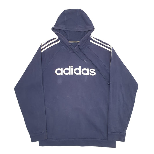 Mens Blue Adidas Spellout Hoodie Jumper