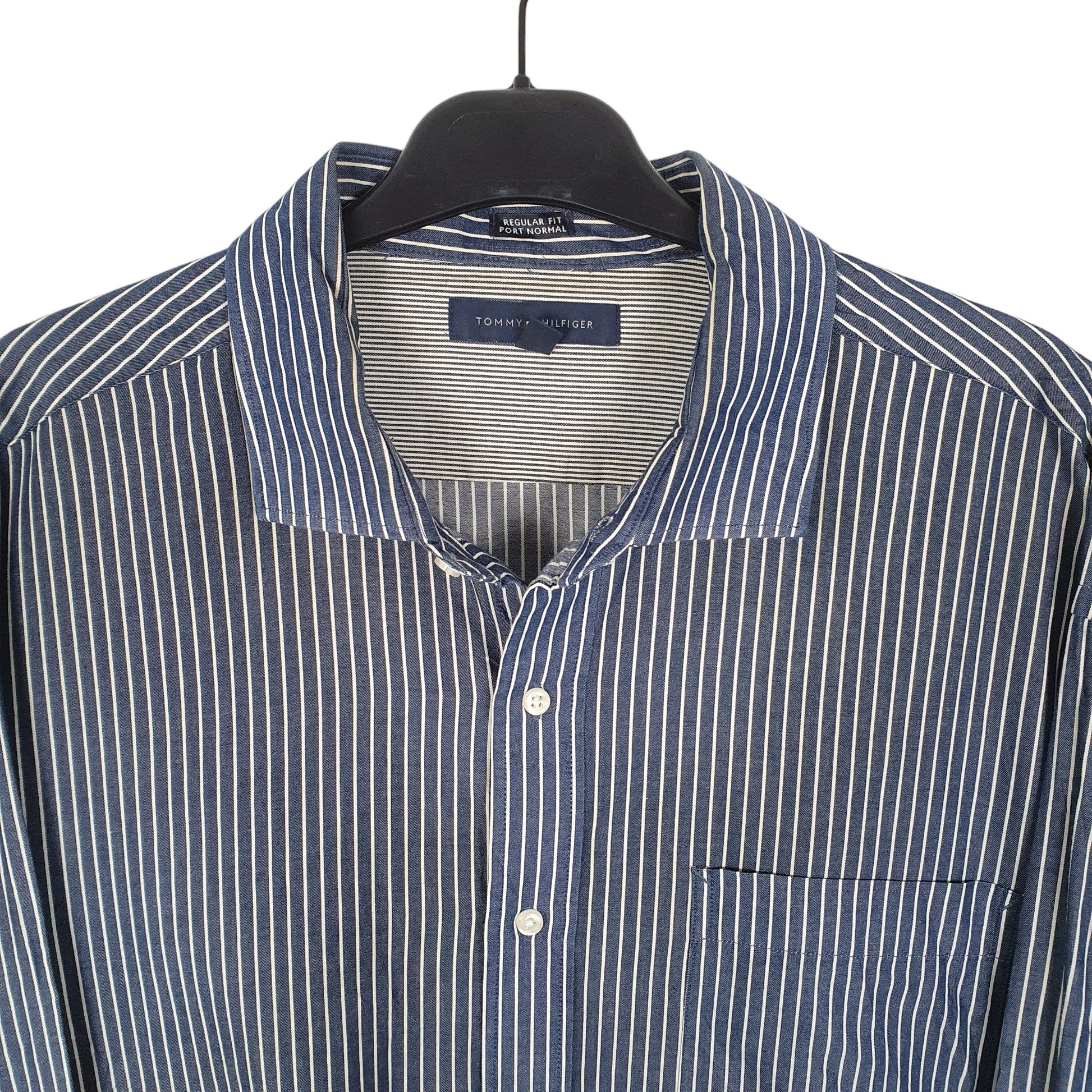 Tommy Hilfiger Long Sleeve Regular Fit Striped Shirt Navy