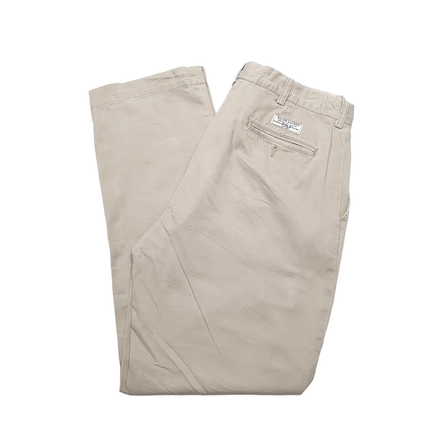 Mens Polo Ralph Lauren Beige Chino Trousers W34 L32 Beige