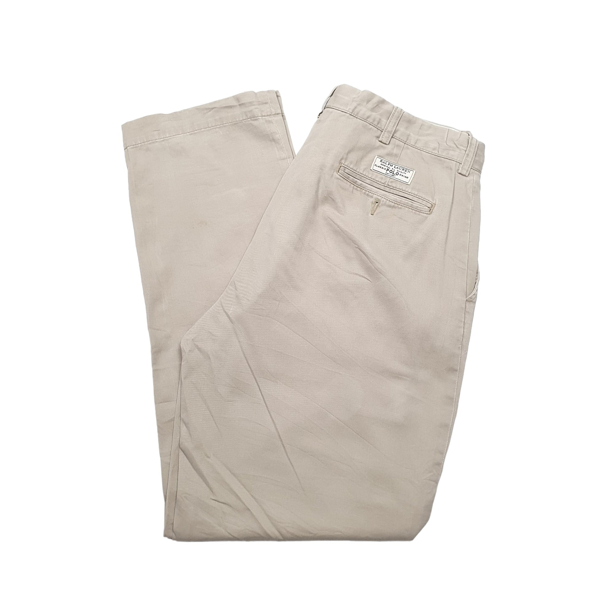 Mens Polo Ralph Lauren Beige Chino Trousers W34 L32 Beige