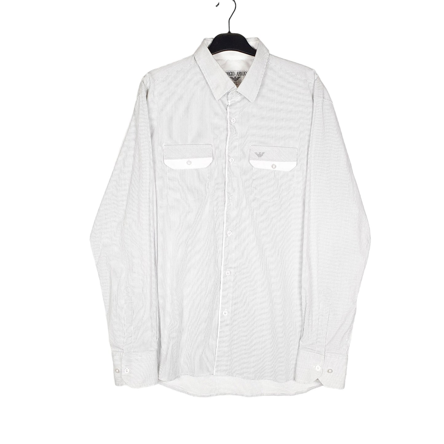 Georgio Armani Long Sleeve Regular Fit Striped Shirt Grey