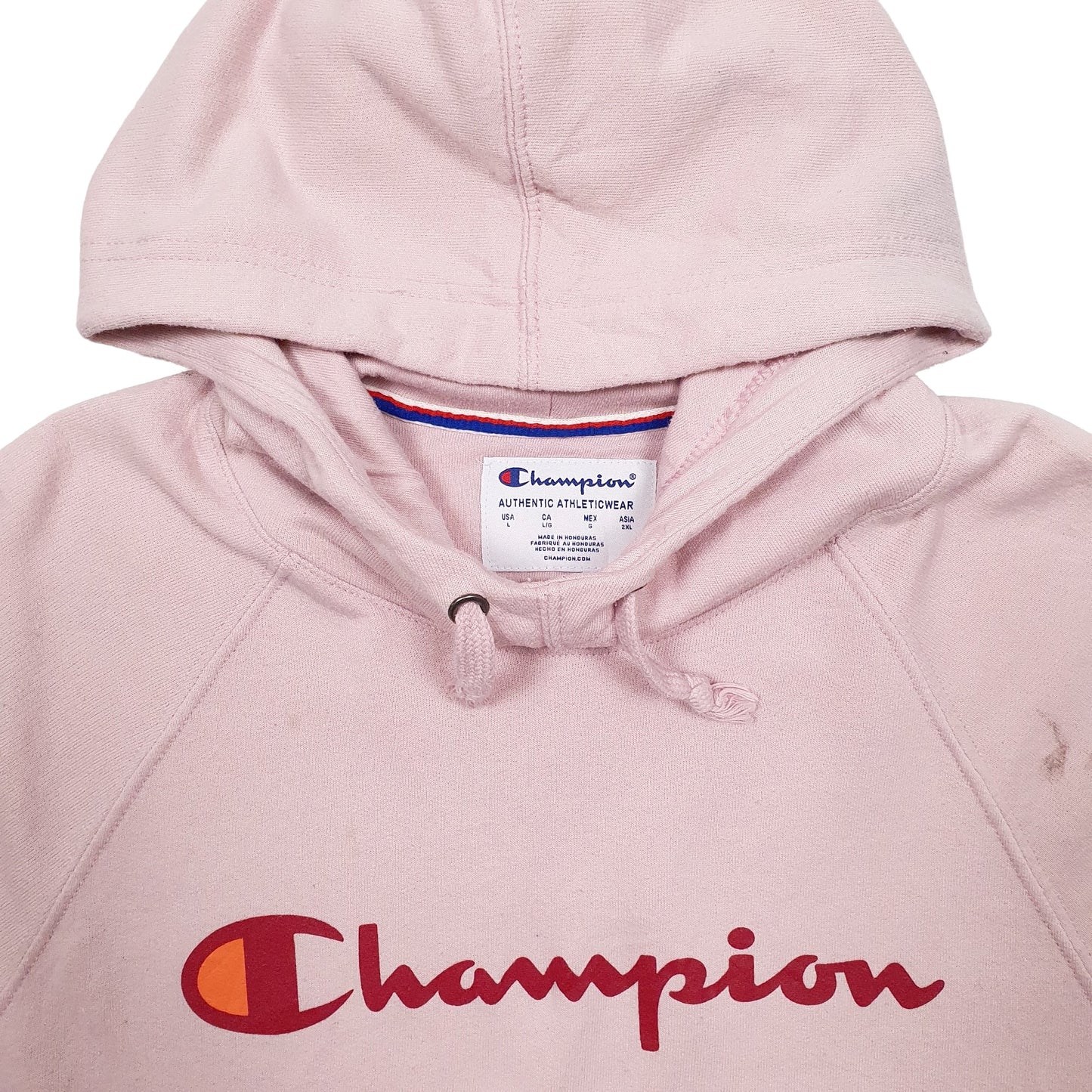 Mens Pink Champion Spellout Hoodie Jumper