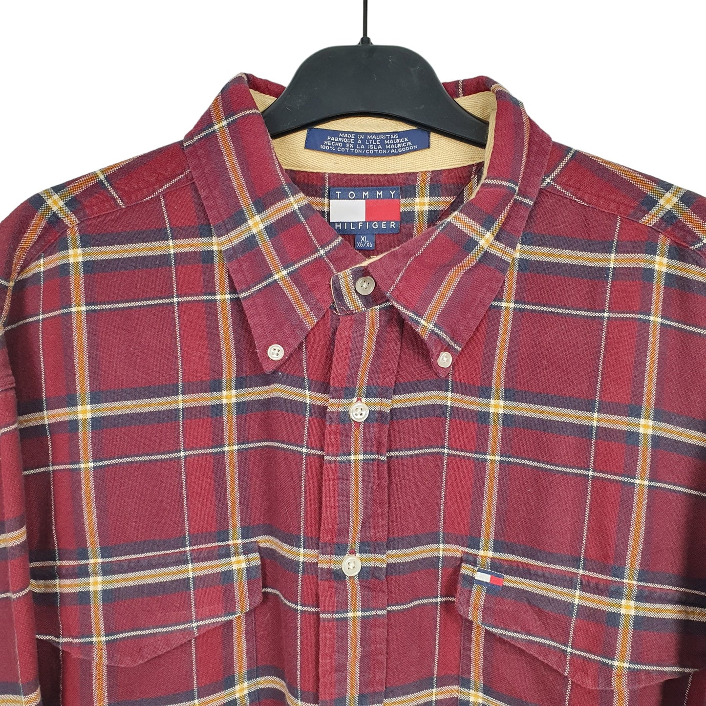 Tommy Hilfiger Long Sleeve Regular Fit Check Shirt Burgundy