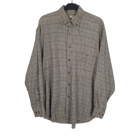 Basic Equipment Flannel Shacket Long Sleeve Regular Fit Check Shirt Brown