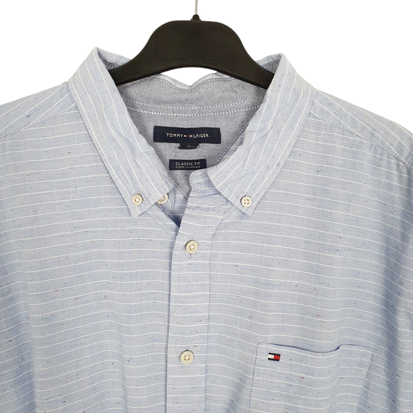 Tommy Hilfiger Short Sleeve Classic Fit Striped Shirt Blue