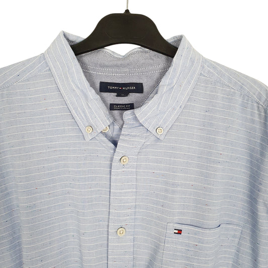 Tommy Hilfiger Short Sleeve Classic Fit Striped Shirt Blue