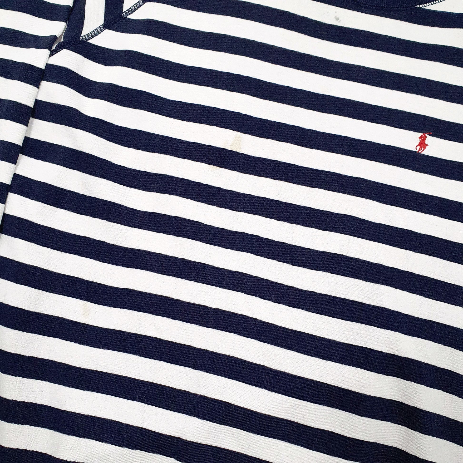 Mens Navy Polo Ralph Lauren Striped Crewneck Jumper