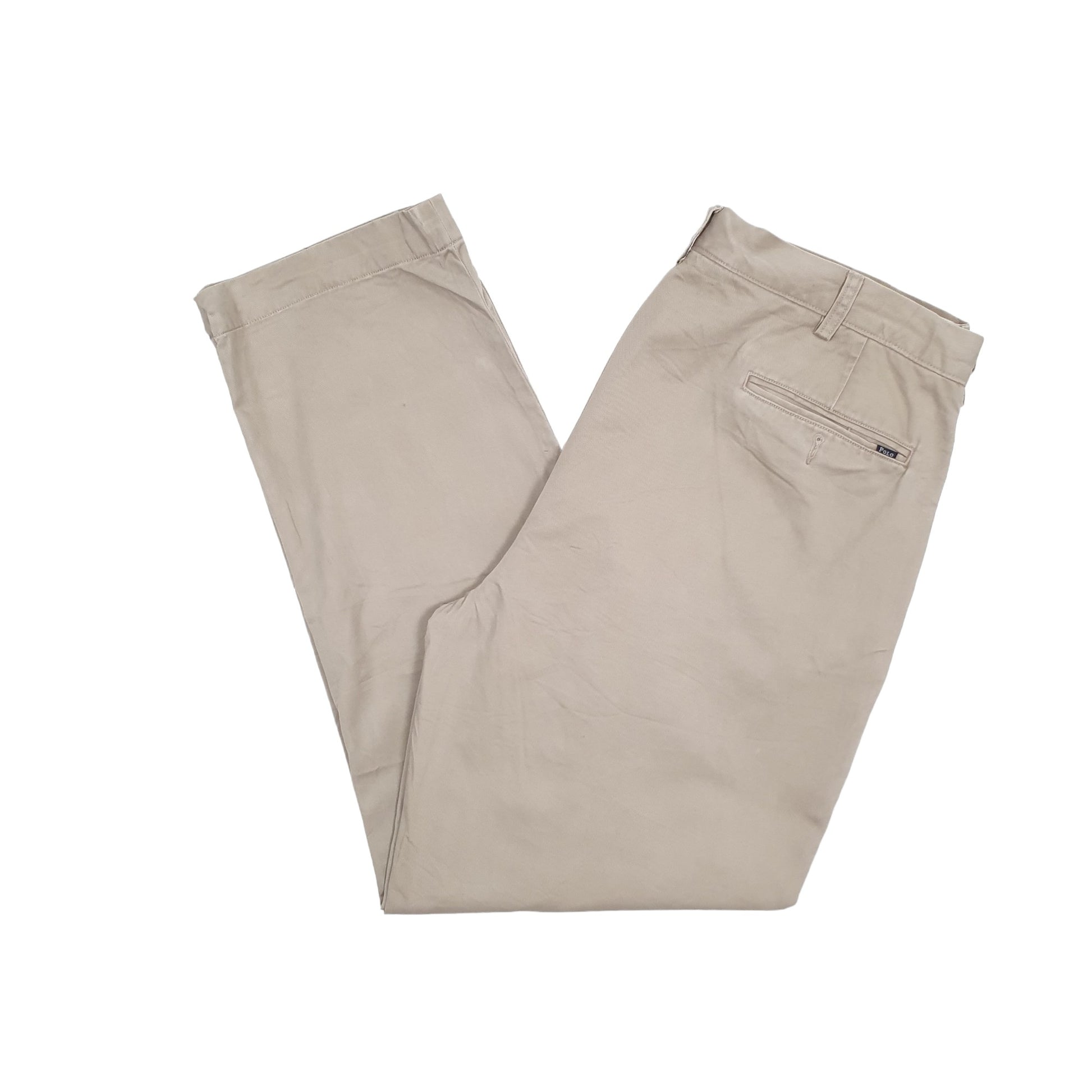 Mens Polo Ralph Lauren Pleated Beige Chino Trousers W38 L32 Beige