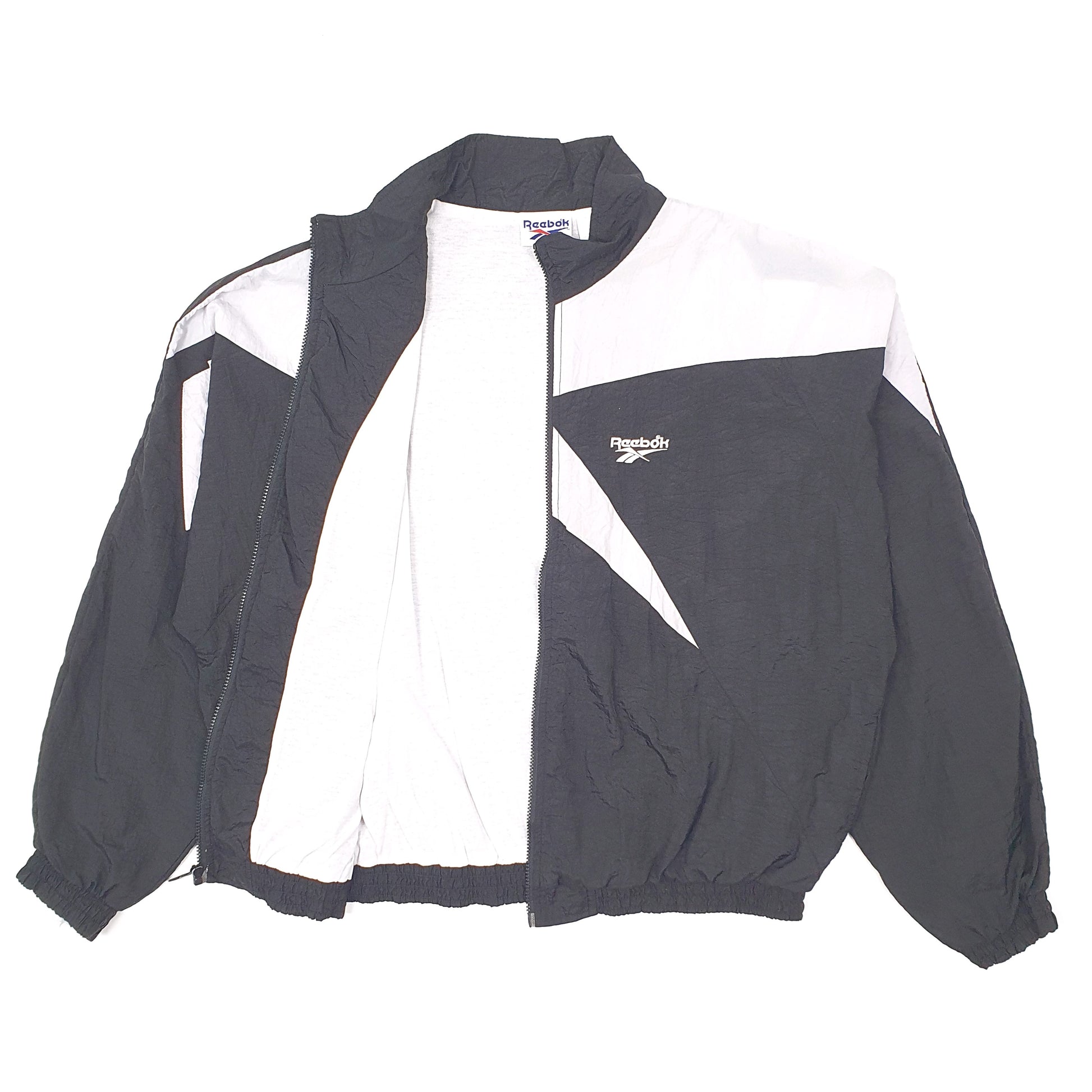 Mens Black Reebok Vintage 1990s Hoodie Coat