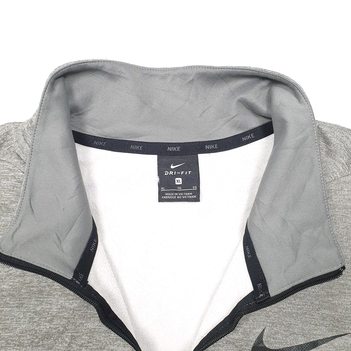 Mens Grey Nike Active Gym Workout Dri Fit Quarter Zip Jumper