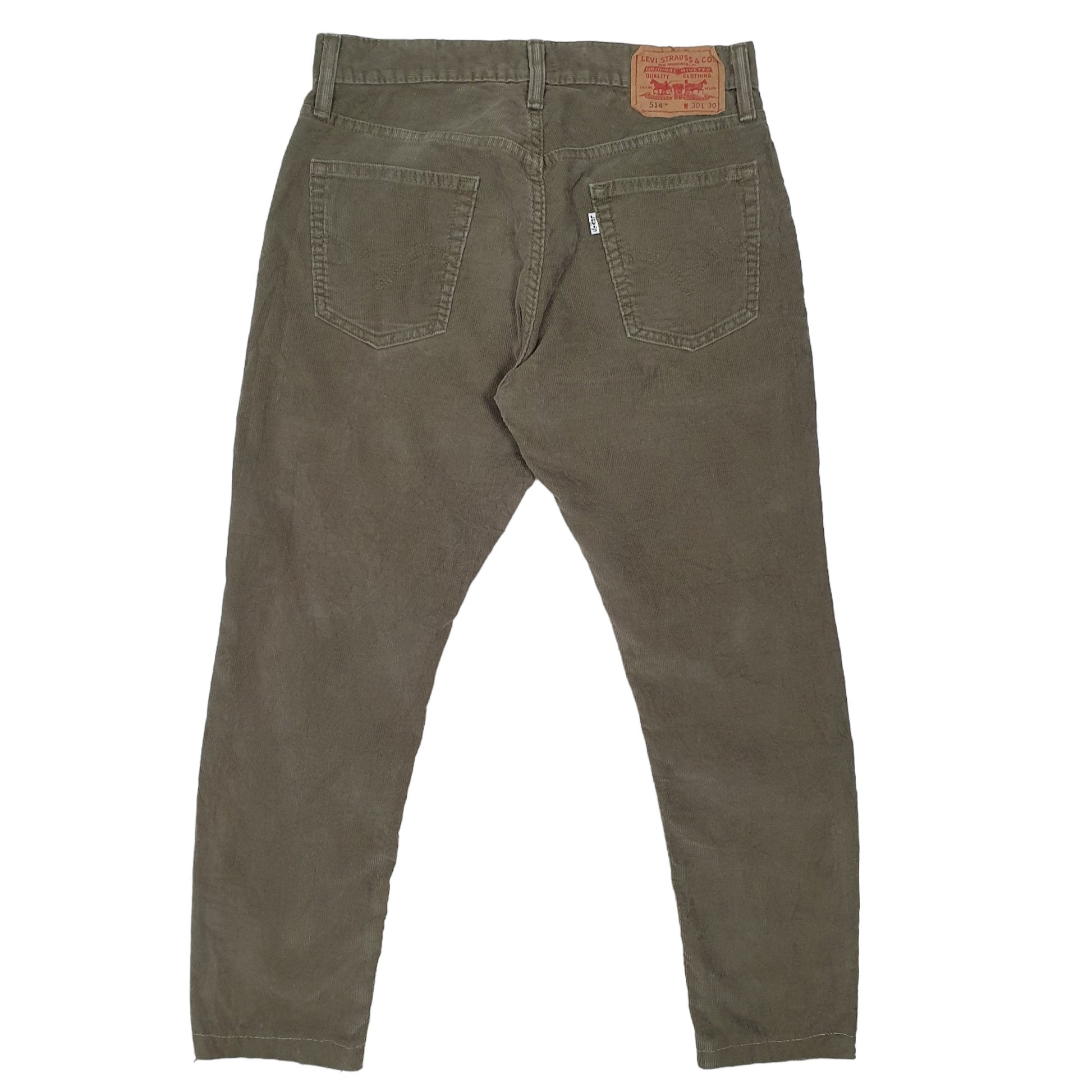 Mens Khaki Levis 514 Straight Corduroy Trousers
