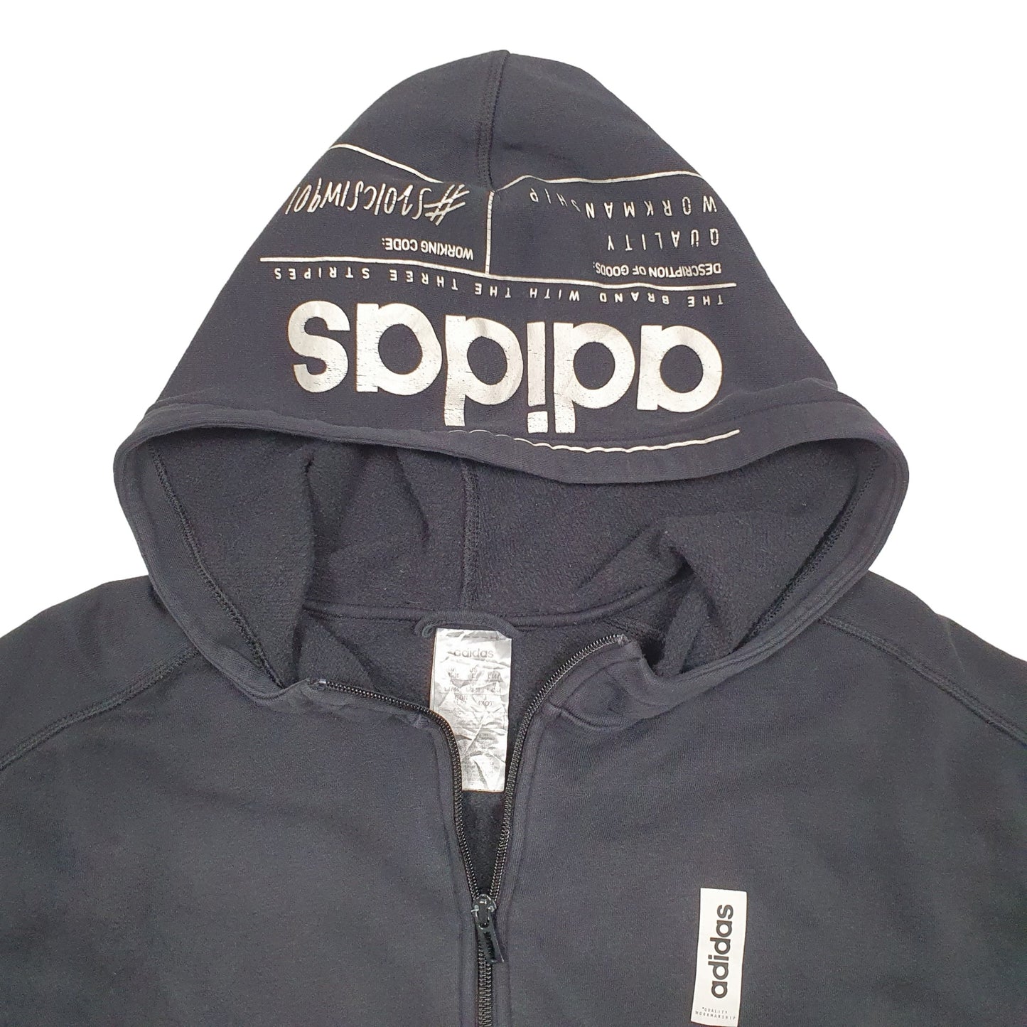 Mens Black Adidas  Full Zip Jumper