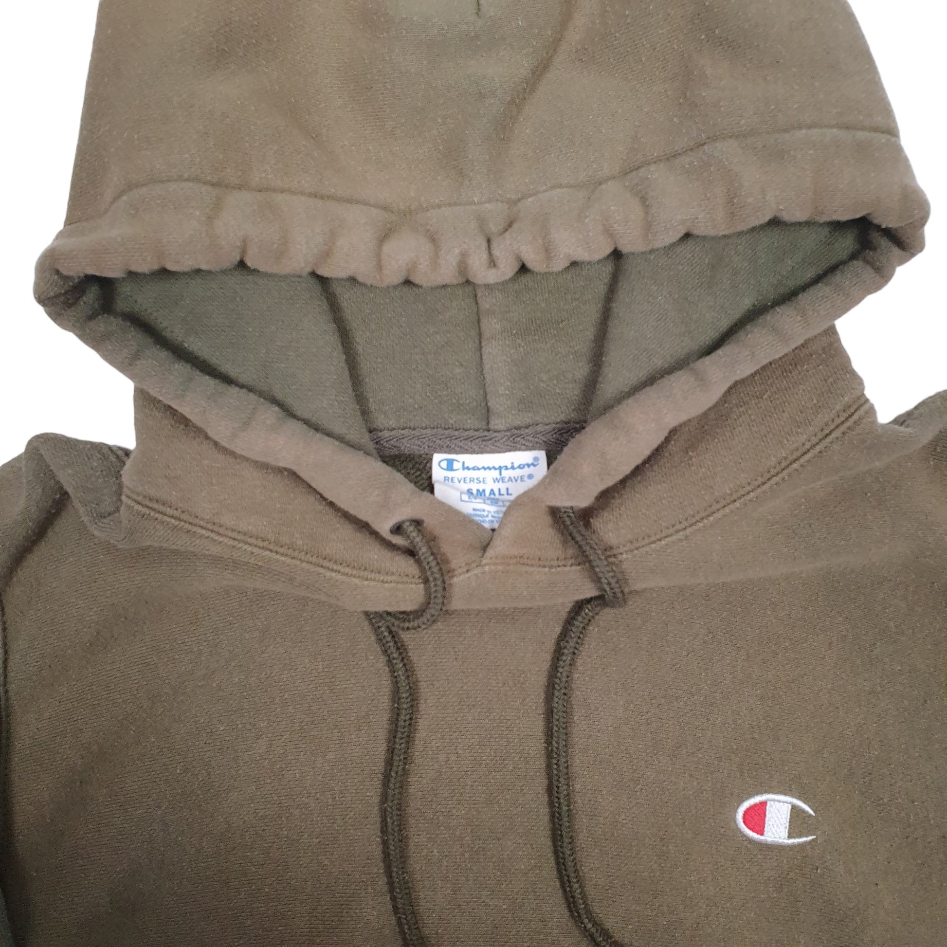 Mens Khaki Champion Reverse Weave Hoodie Jumper