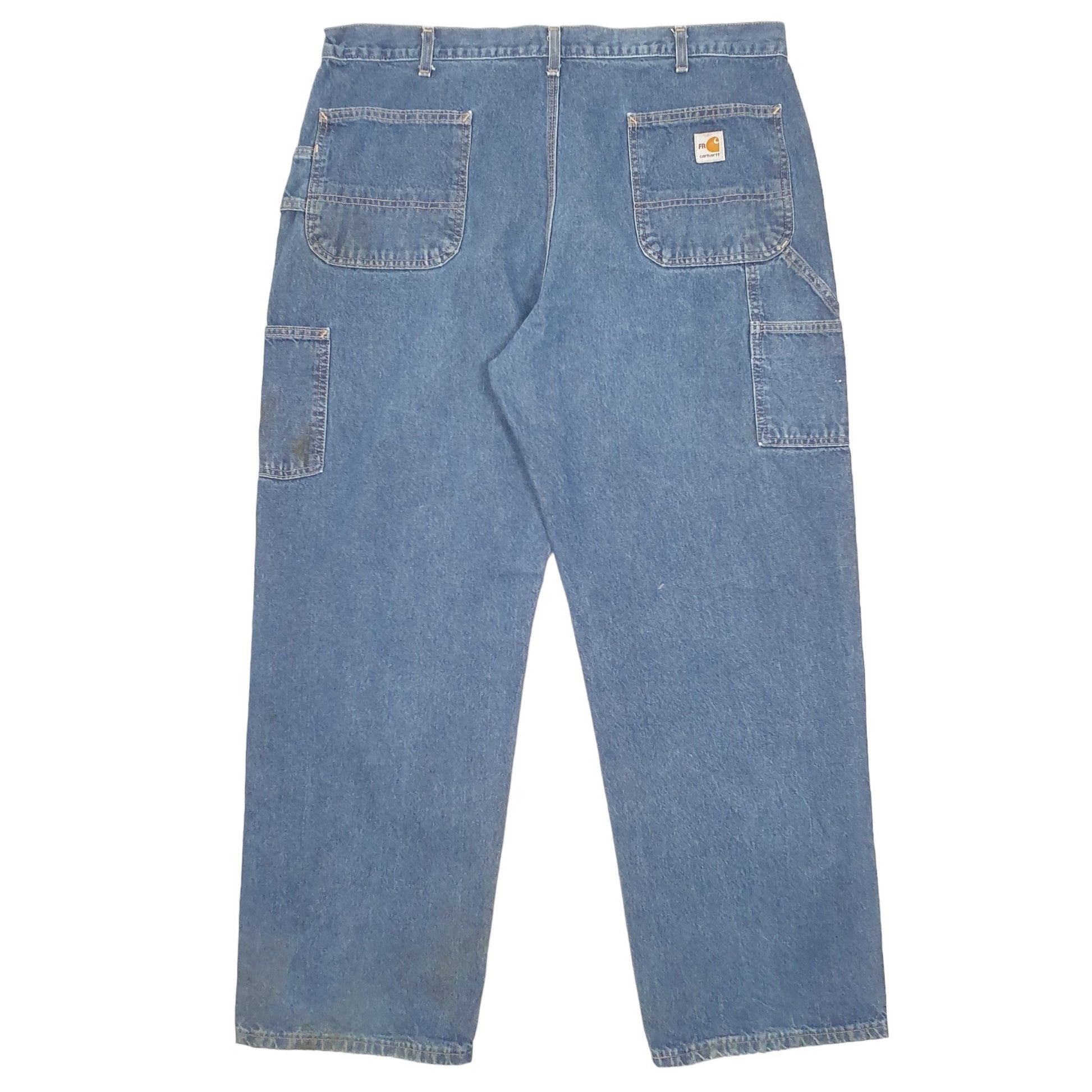 Mens Blue Carhartt Flame Resistant Carpenter JeansW40 L32