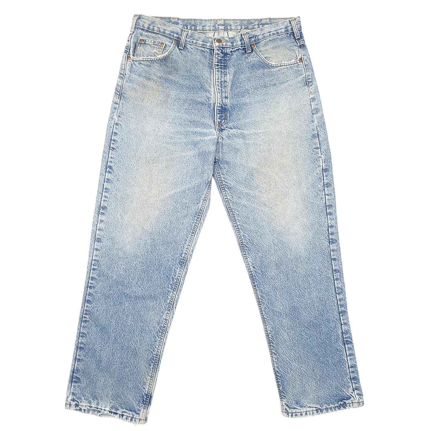 Mens Blue Carhartt Lined Insulated Winter Thermal Carpenter JeansW38 L32