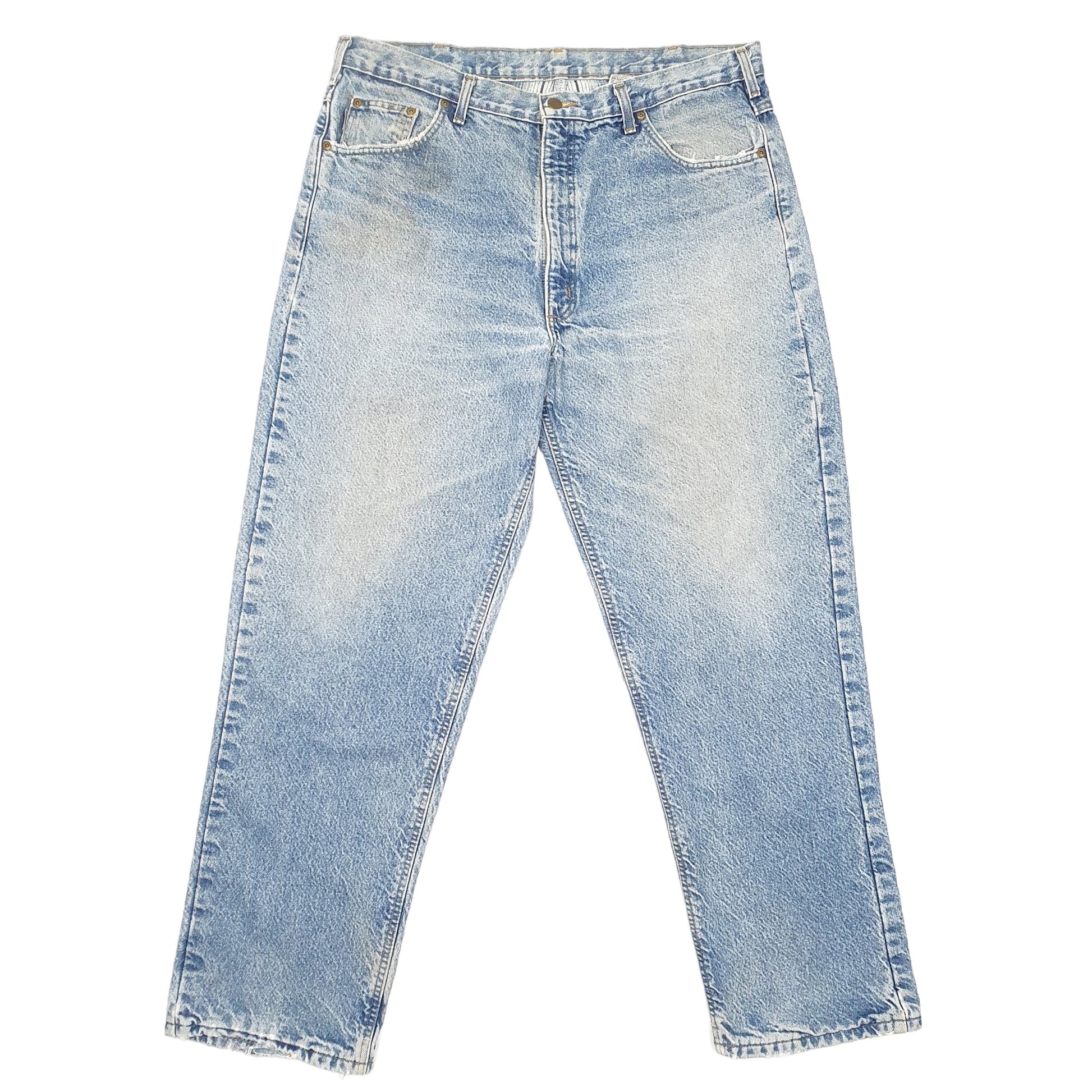 Mens Blue Carhartt Lined Insulated Winter Thermal Carpenter JeansW38 L32