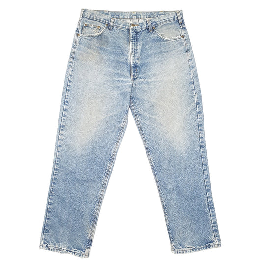 Mens Blue Carhartt Lined Insulated Winter Thermal Carpenter JeansW38 L32