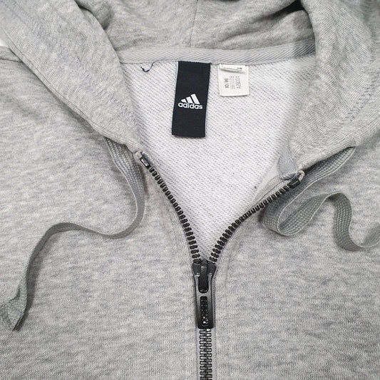 Mens Grey Adidas Hoodie Full Zip Jumper