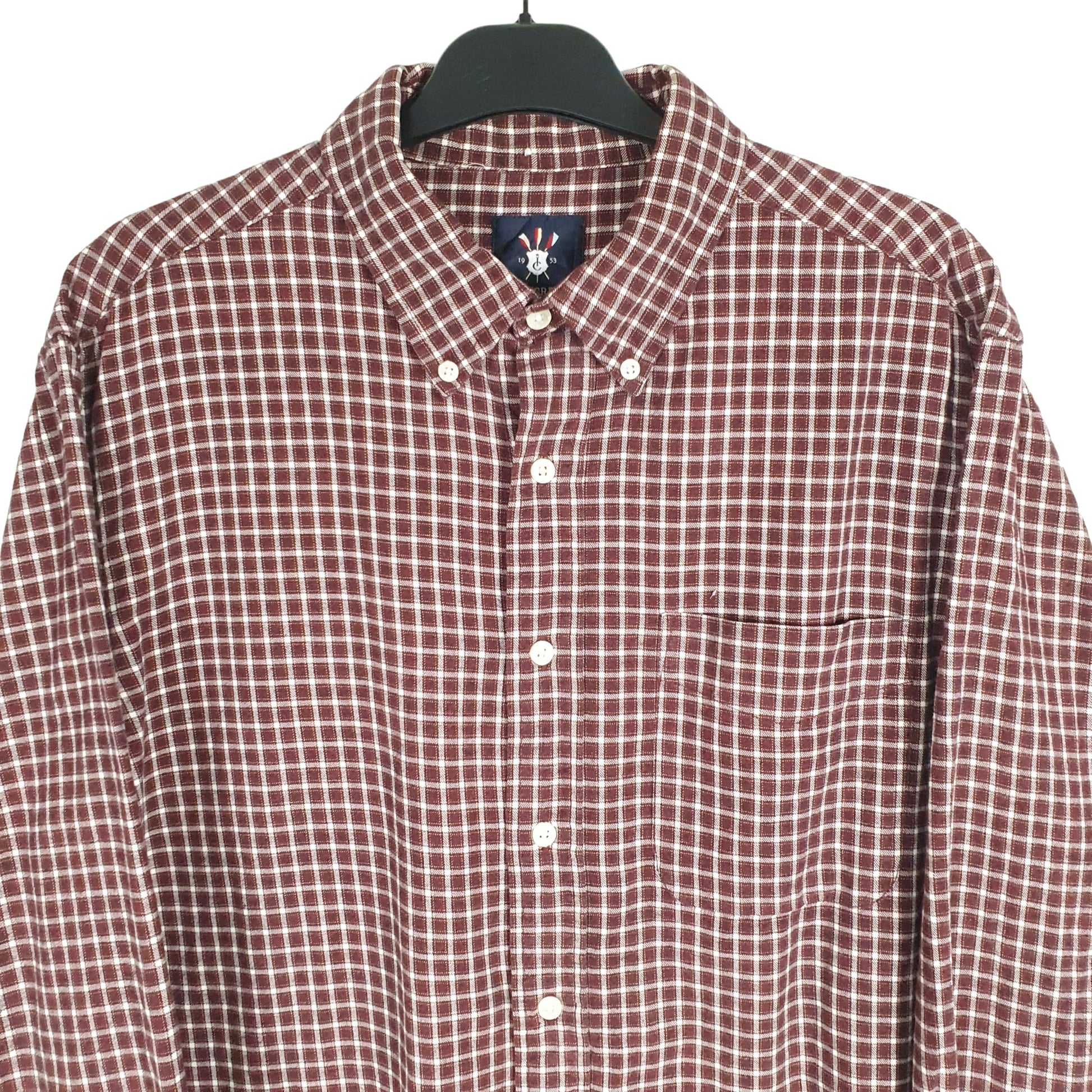 Ivy Crew Flannel Shacket Long Sleeve Regular Fit Check Shirt Burgundy