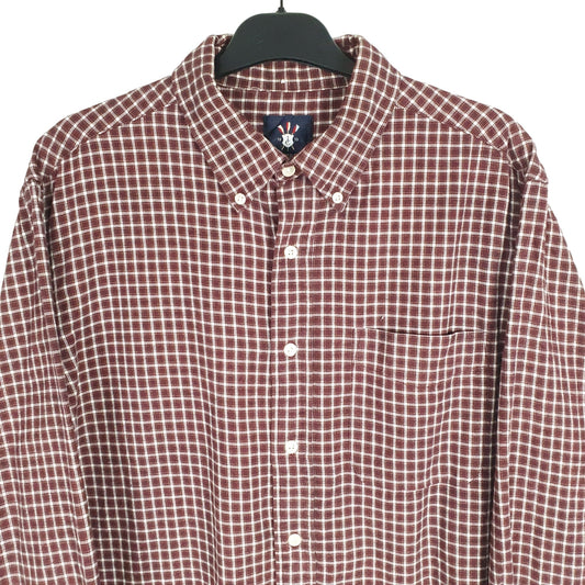 Ivy Crew Flannel Shacket Long Sleeve Regular Fit Check Shirt Burgundy