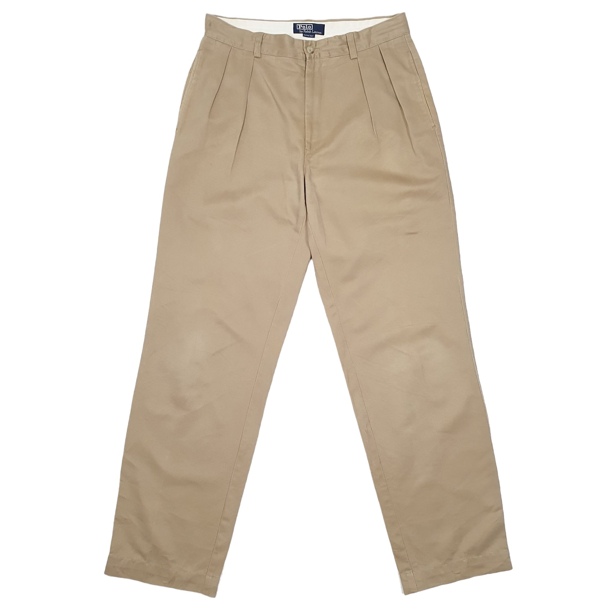 Mens Tan Polo Ralph Lauren Double Pleated Keating Pant Chino Trousers