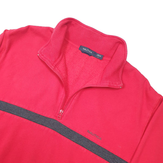 Nautica Spellout Quarter Zip L Red