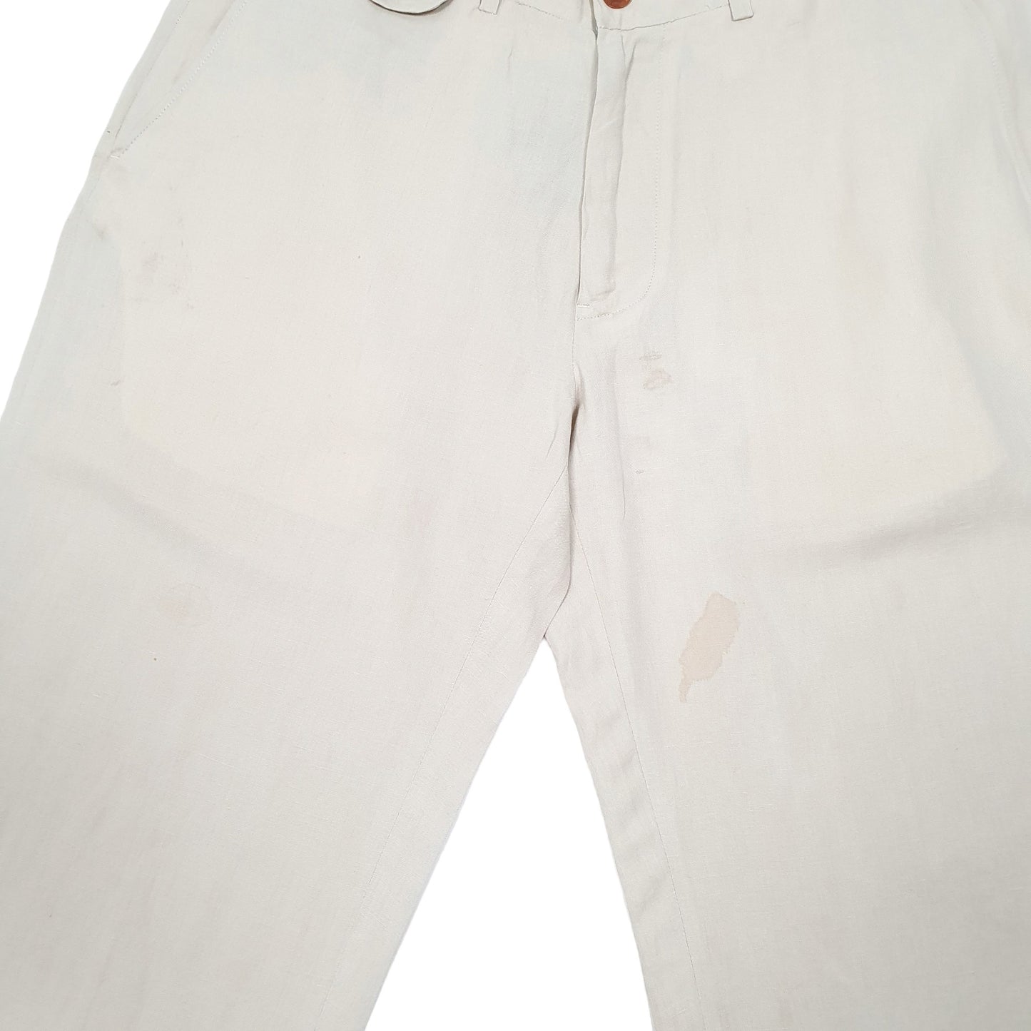 Mens Beige Polo Ralph Lauren Classic Fit Linen Silk Blend Chino Trousers
