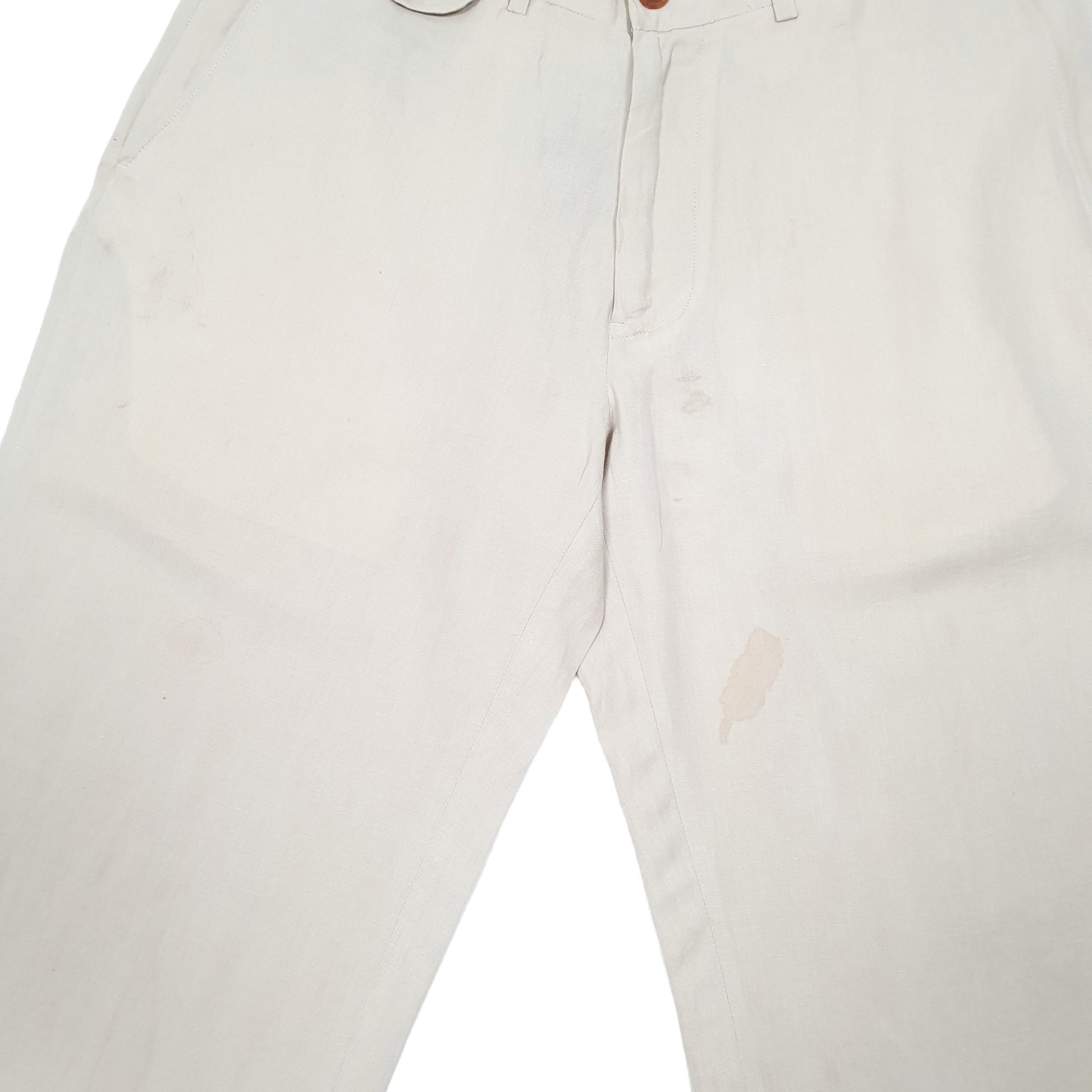 Mens Beige Polo Ralph Lauren Classic Fit Linen Silk Blend Chino Trousers