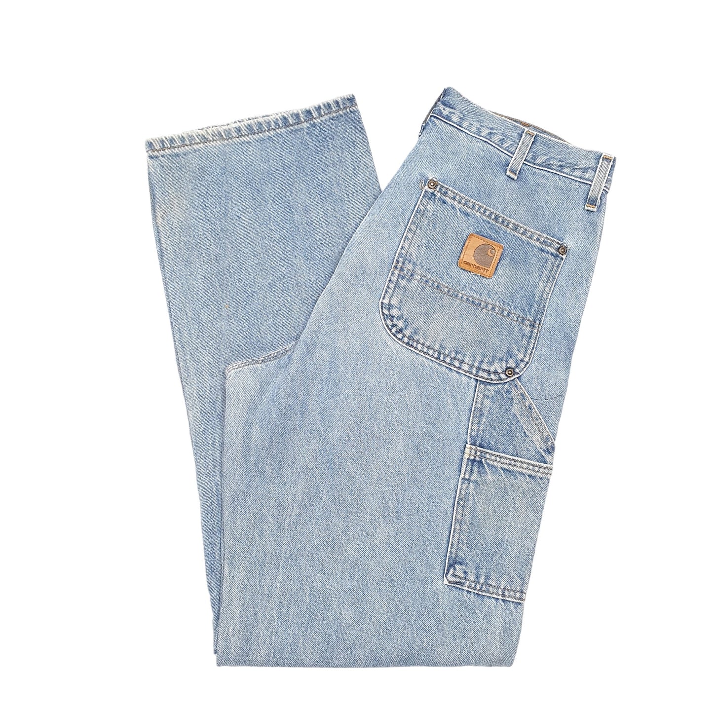 Mens Blue Carhartt Double Knee Riveted Made In USA Vintage 90s Carpenter JeansW36 L34