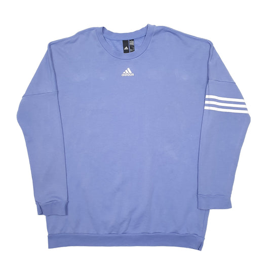 Mens Purple Adidas Spellout Crewneck Jumper