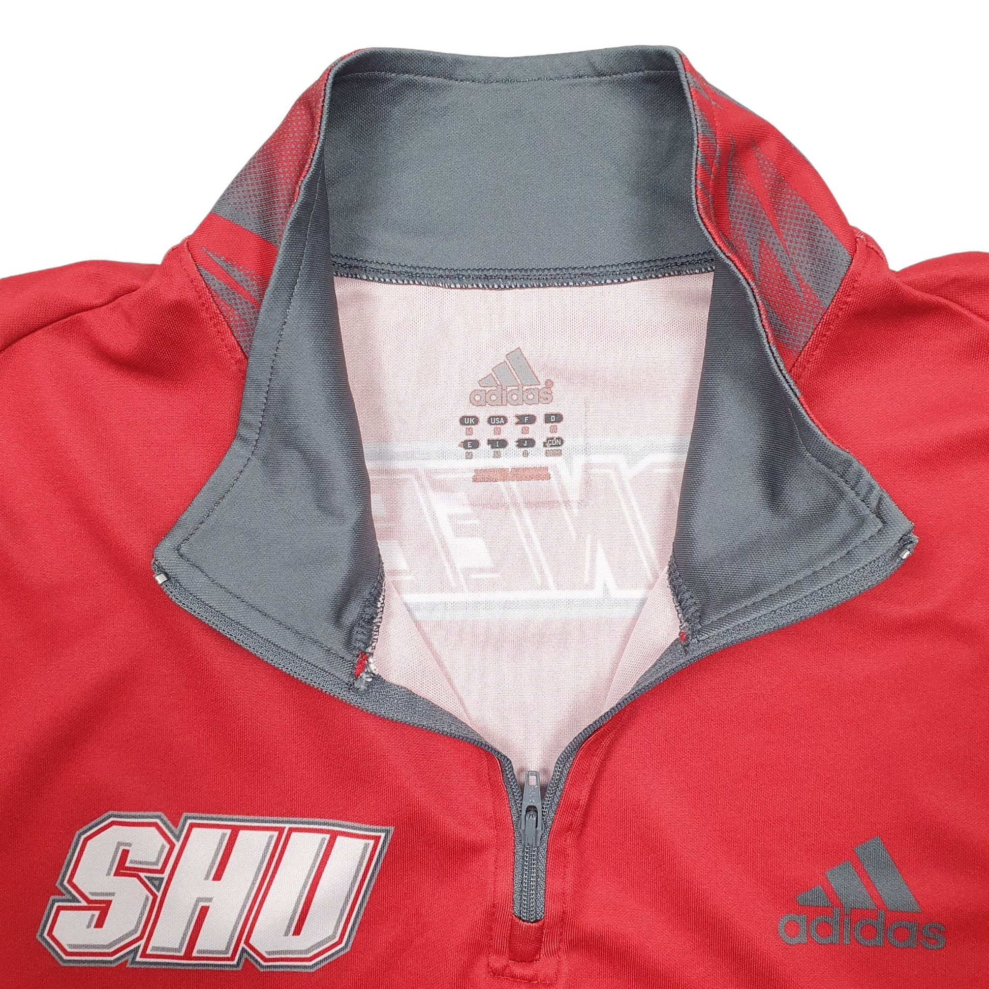 Mens Red Adidas SHU Pioneers USA College Quarter Zip Jumper