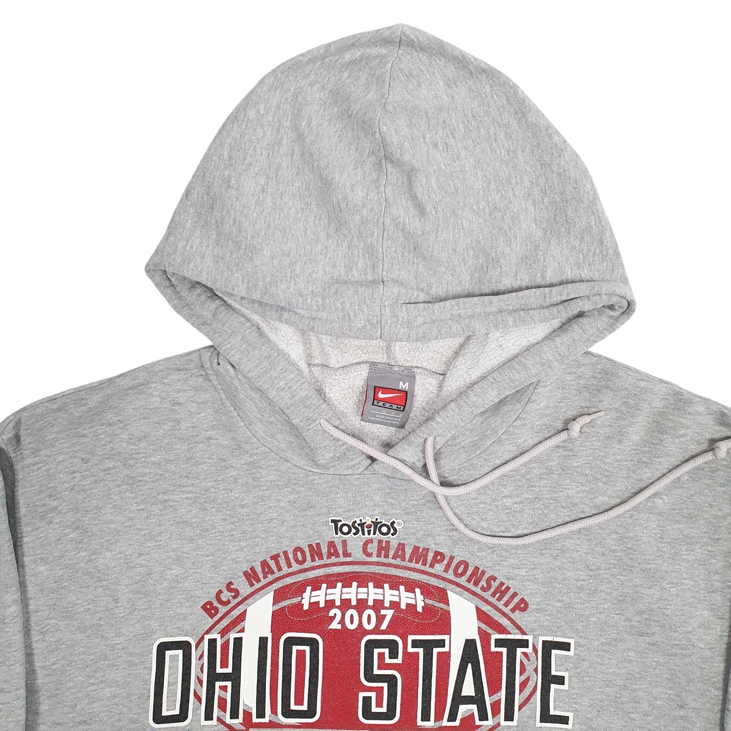 Mens Grey Nike Ohio State Football Spellout 2007 Hoodie Jumper