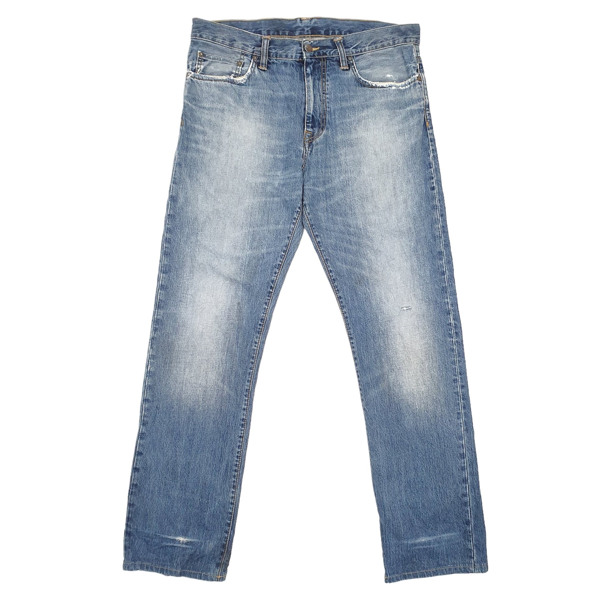 Mens Blue Carhartt Davies Pant Relaxed WIP Casual JeansW34 L30