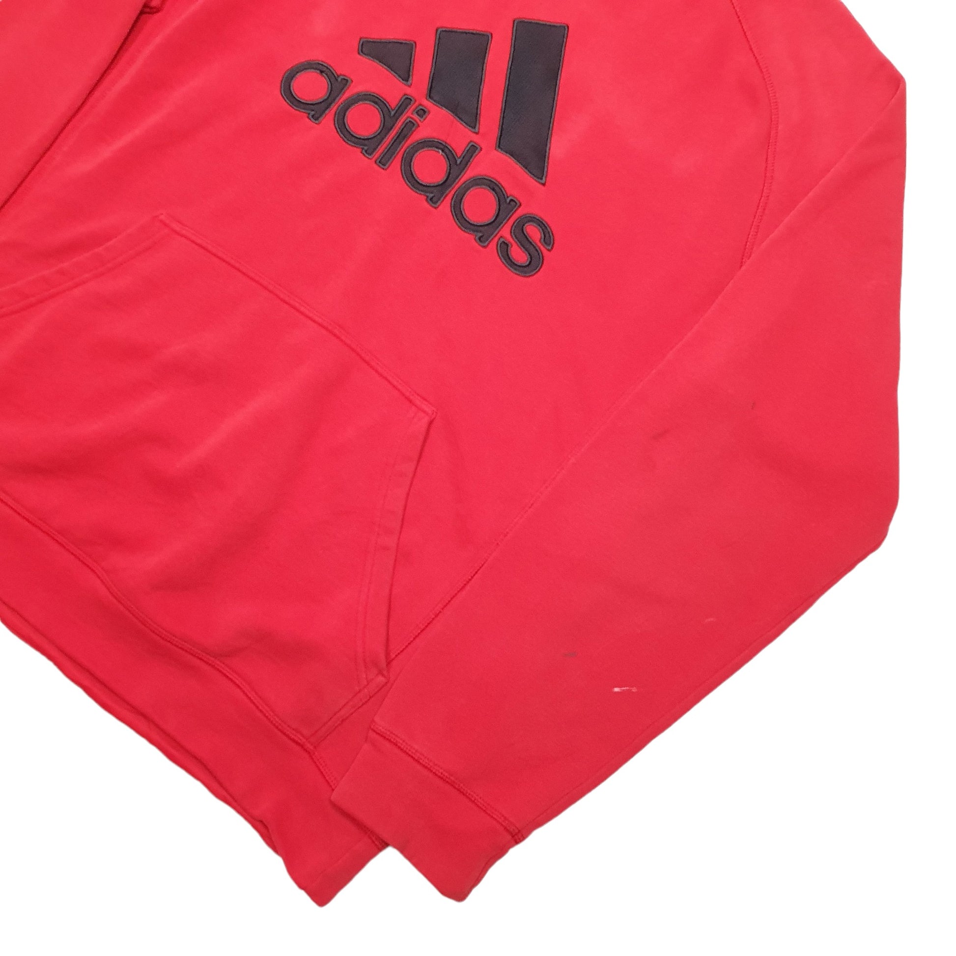Mens Red Adidas Spellout Hoodie Jumper