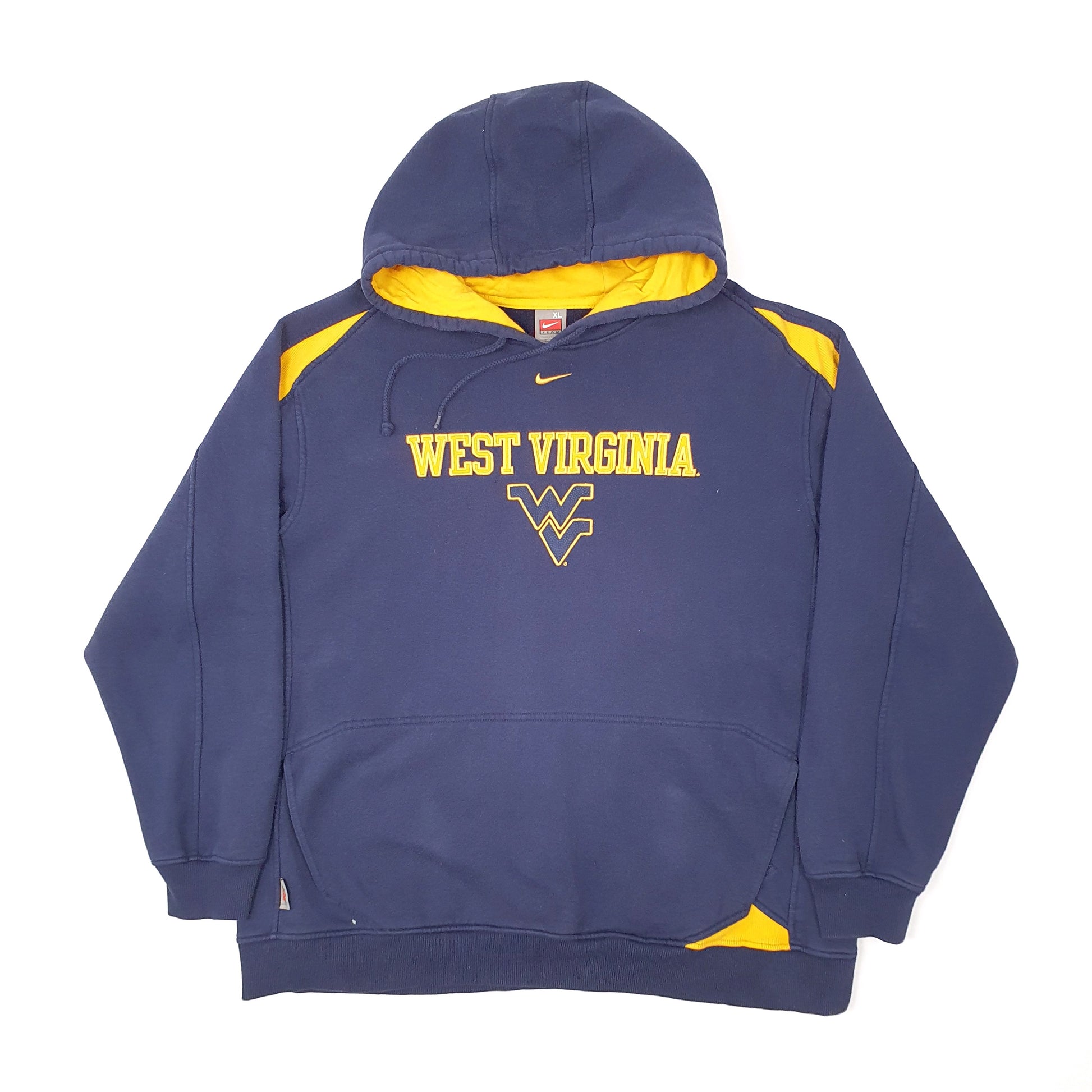 Mens Navy Nike Team Vintage 2000s West Virginia USA College Hoodie Jumper
