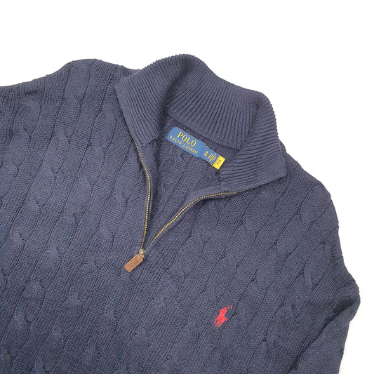 Polo Ralph Lauren Cable Knit Quarter Zip XL Navy