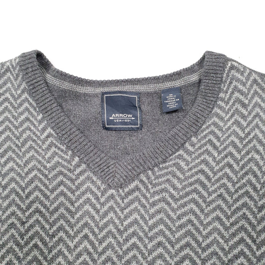 Mens Grey Arrow USA Sweater Knit V Neck Jumper