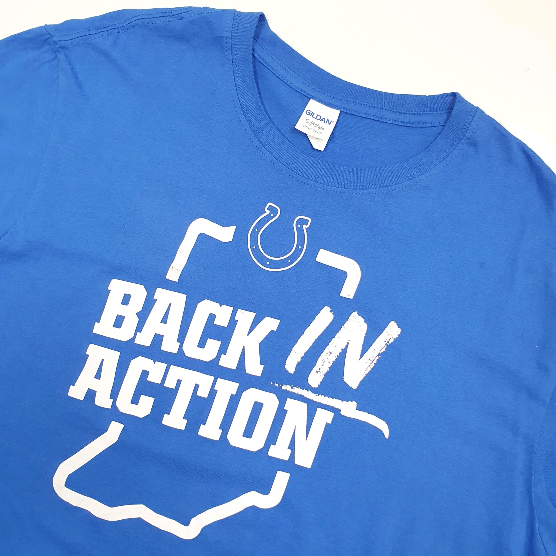 Gildan Back in Action Short Sleeve T Shirt Blue