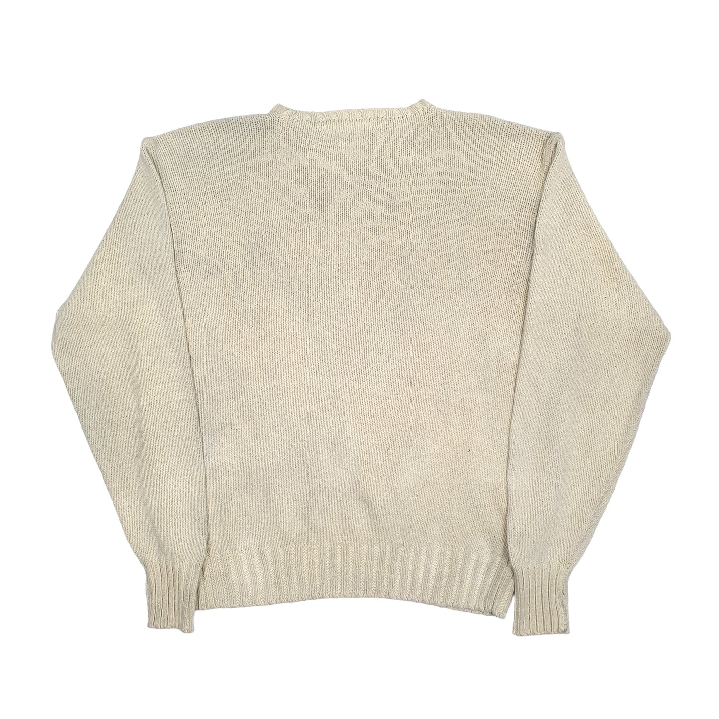 Mens Cream Polo Ralph Lauren Thick Chunky Knit Crewneck Jumper