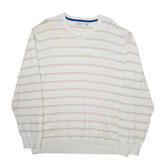 Mens White Nautica Knit Crewneck Jumper