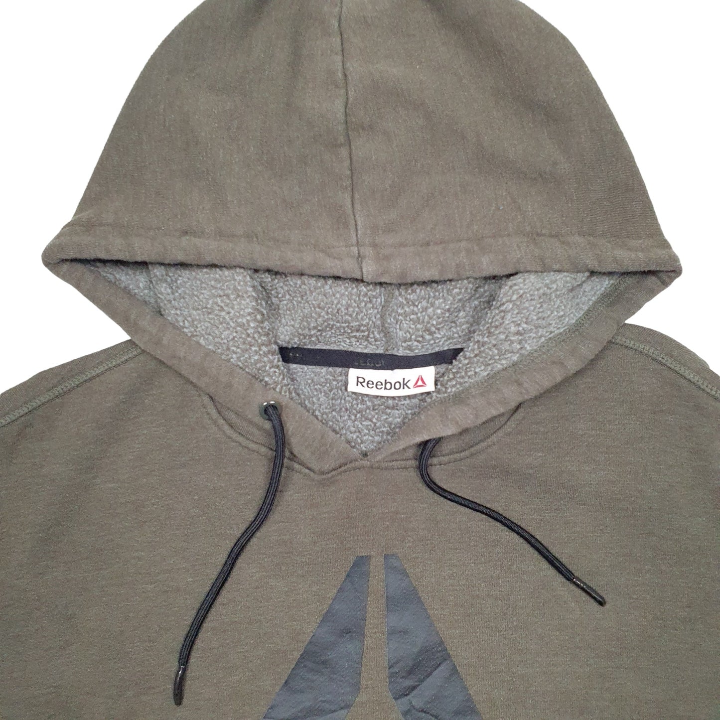 Mens Khaki Reebok Spellout Hoodie Jumper