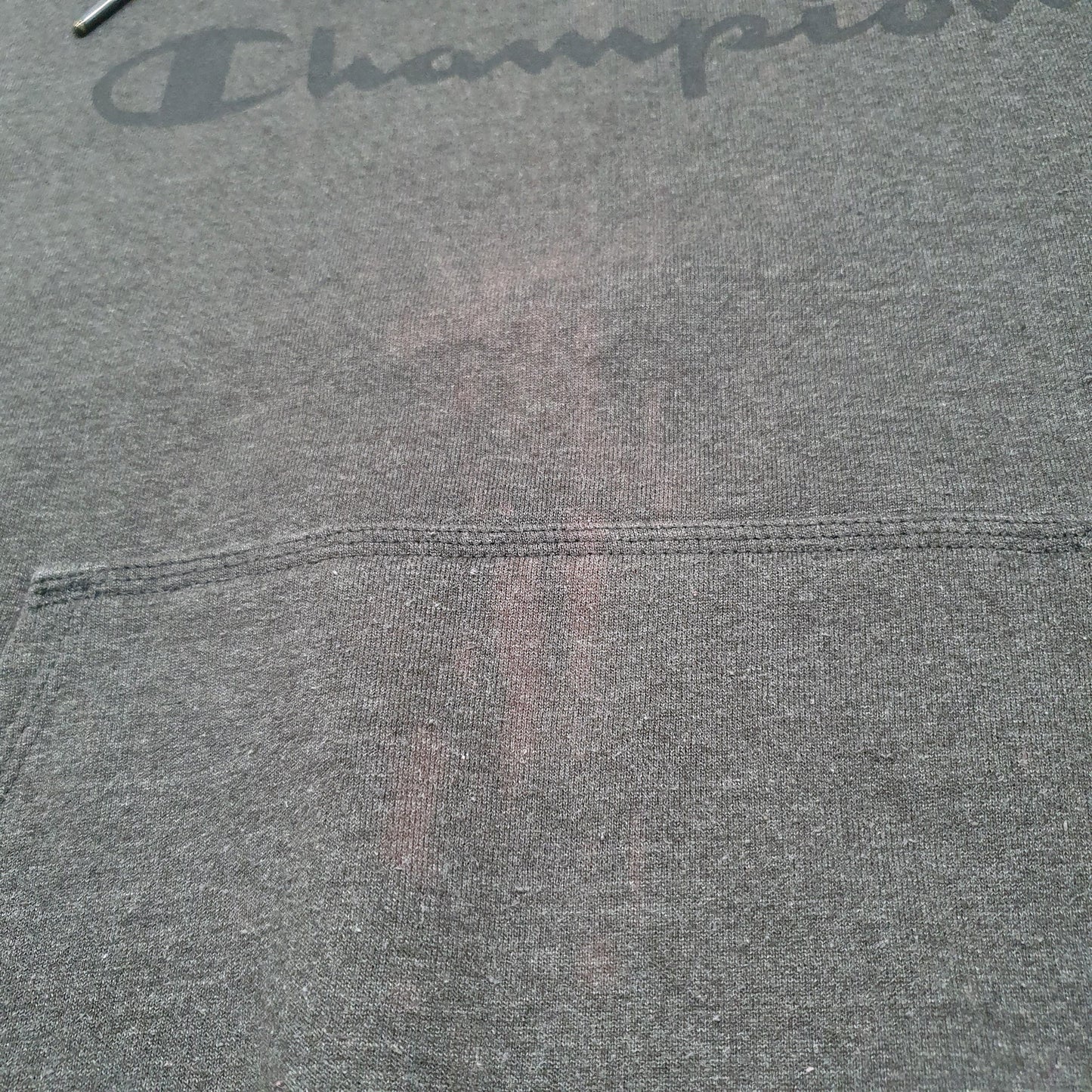 Mens Grey Champion Spellout Hoodie Jumper