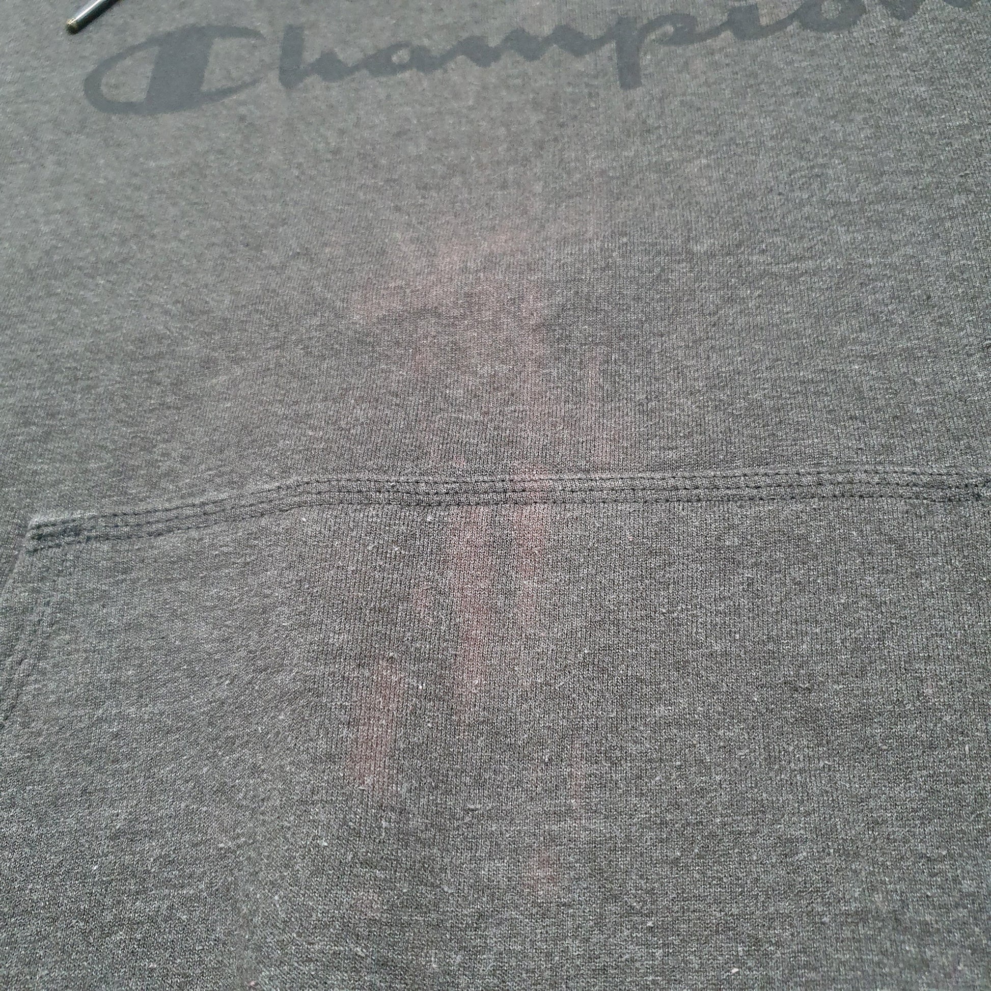 Mens Grey Champion Spellout Hoodie Jumper