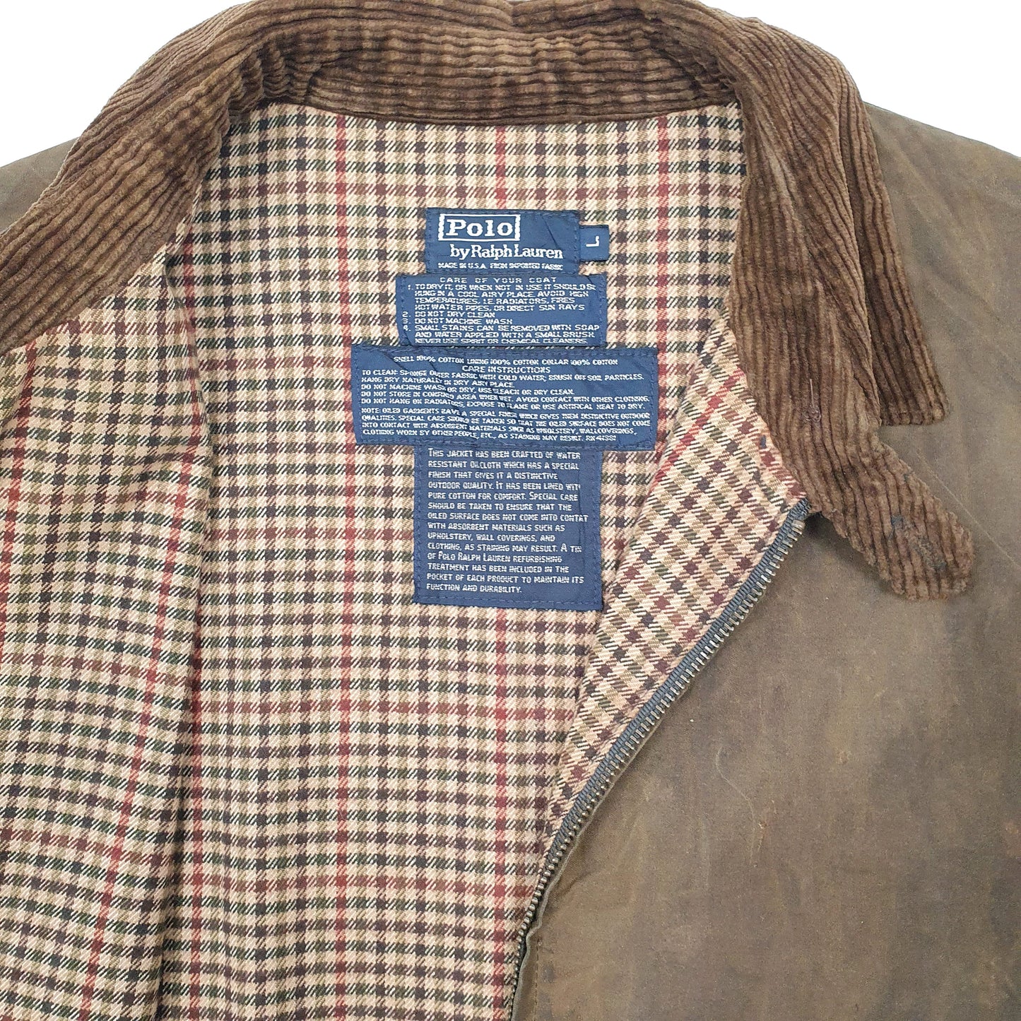 Mens Brown Polo Ralph Lauren Vintage Oil Lined Made in USA  Coat