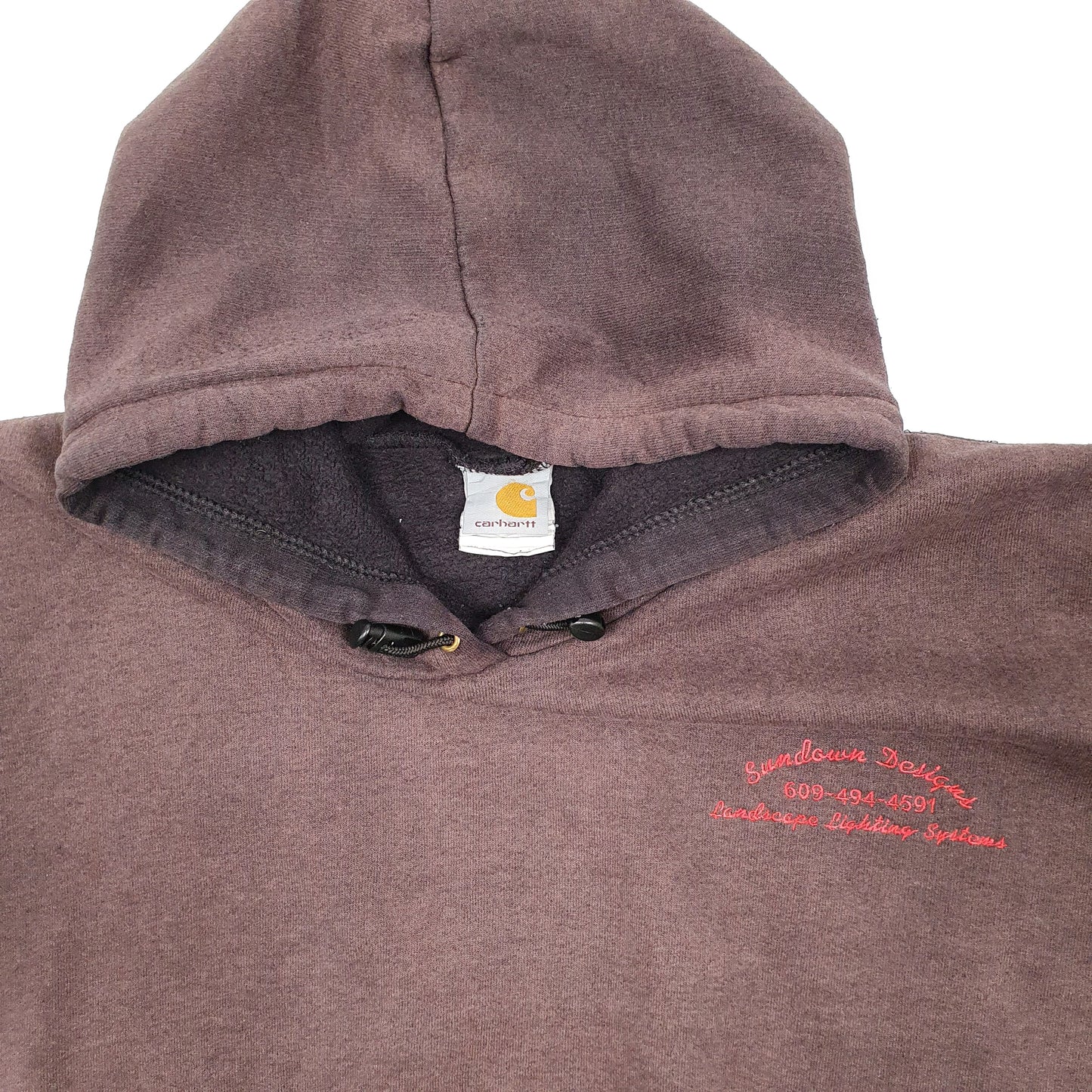 Mens Burgundy Carhartt Workwear Hoodie Jumper