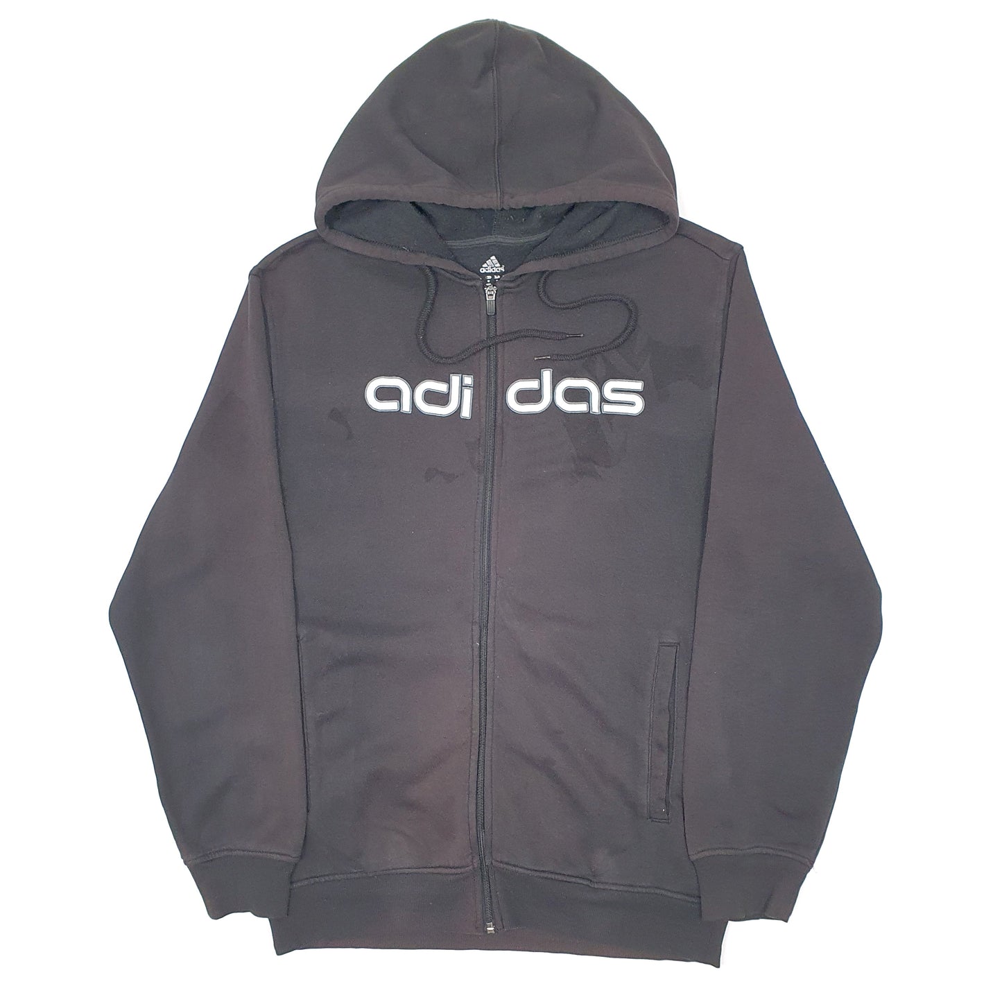 Mens Black Adidas Spellout Hoodie Full Zip Jumper