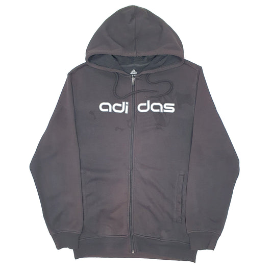 Mens Black Adidas Spellout Hoodie Full Zip Jumper