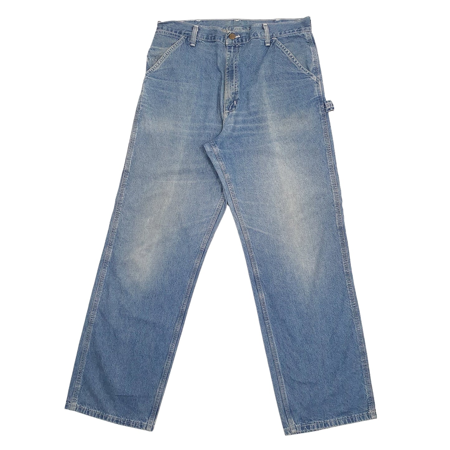 Mens Blue Carhartt Made In USA 1990's Vintage Carpenter Trousers