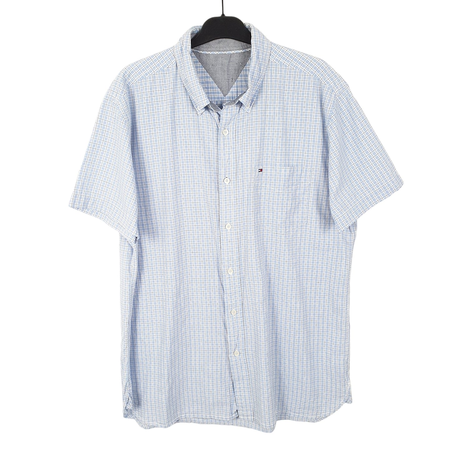 Tommy Hilfiger Short Sleeve Regular Fit Check Shirt Blue